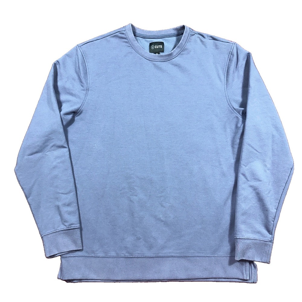 Cuts Clothing Sweatshirt Mens Medium Blue Split Hem Pullover Stretch